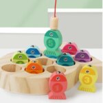 Juguetes de pesca de madera para niños, juguetes de educación temprana Montessori para bebés, juego de entrenamiento de capacidad para niños, aprendizaje del alfabeto y números - Image 5